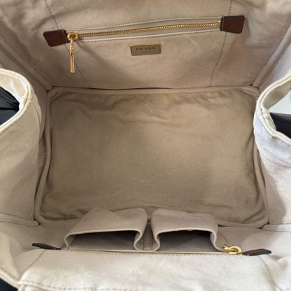 PRADA Canapa Hand Bag Canvas Beige - BEIGE / canvas / Shoulder Bag