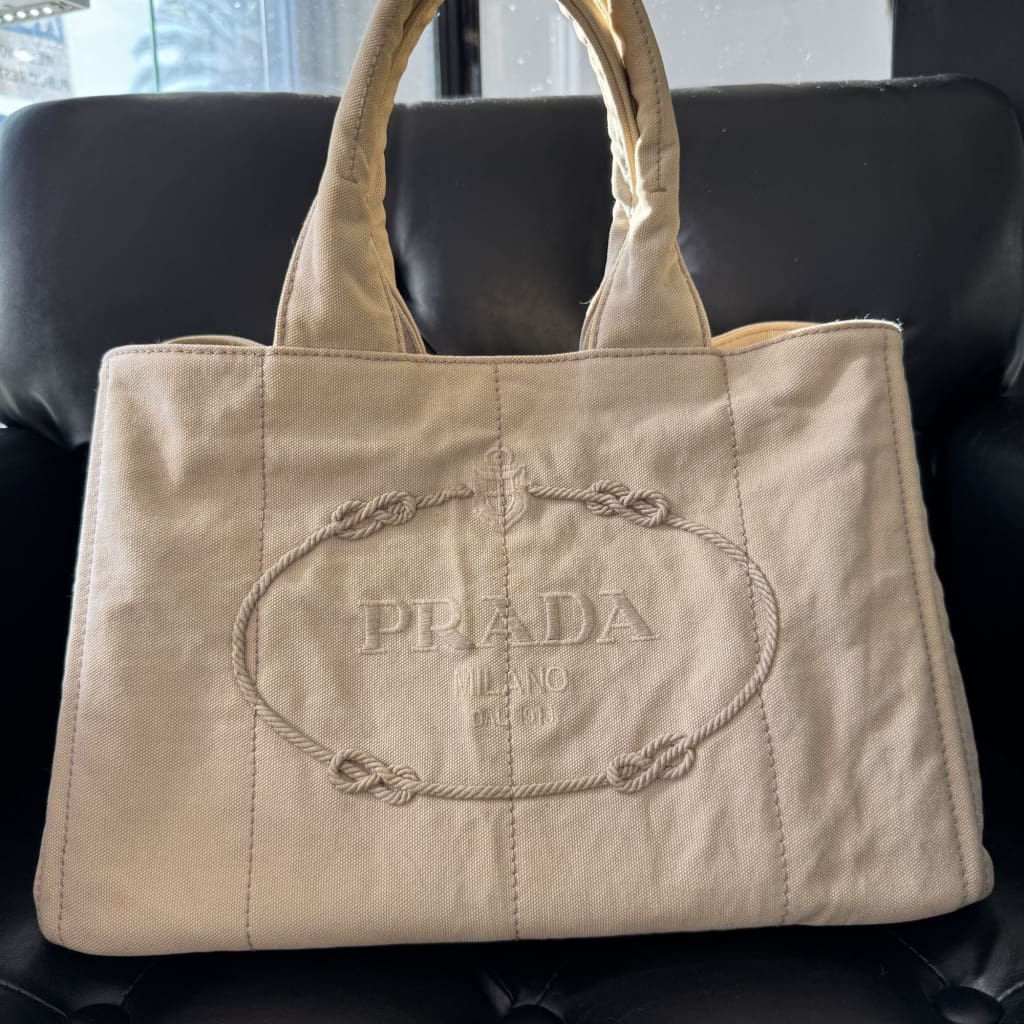 PRADA Canapa Hand Bag Canvas Beige - BEIGE / canvas / Shoulder Bag