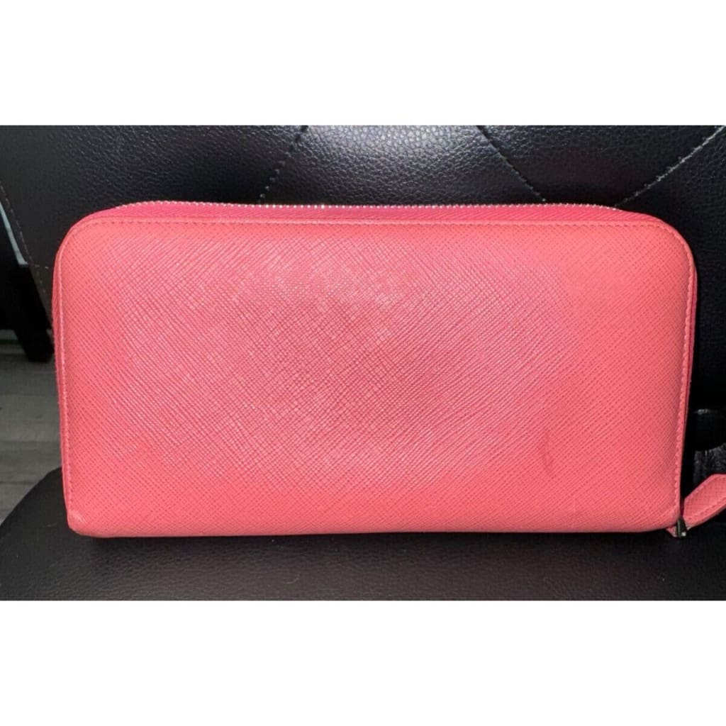 Prada Pink Saffiano Long Zippy Wallet (MSRP $800) - Pink / Zip-Around