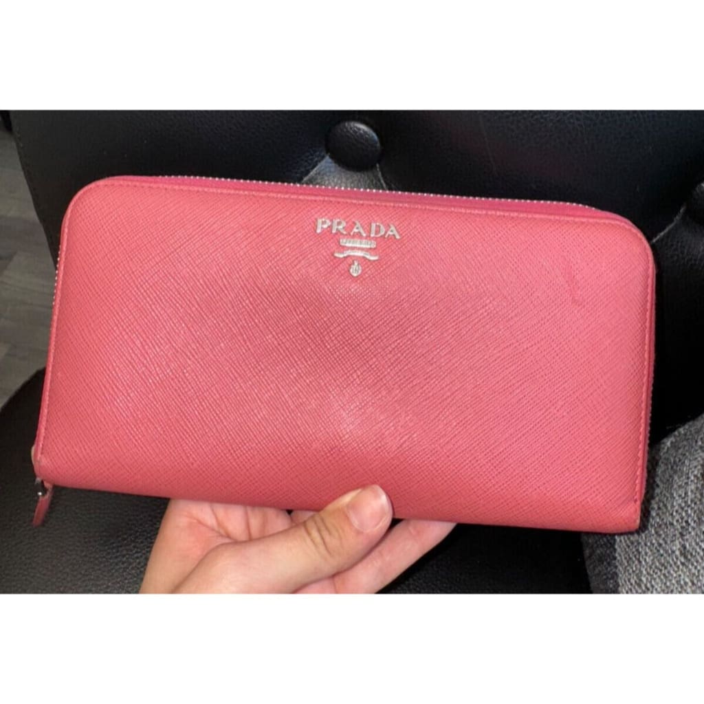 Prada Pink Saffiano Long Zippy Wallet (MSRP $800) - Pink / Zip-Around