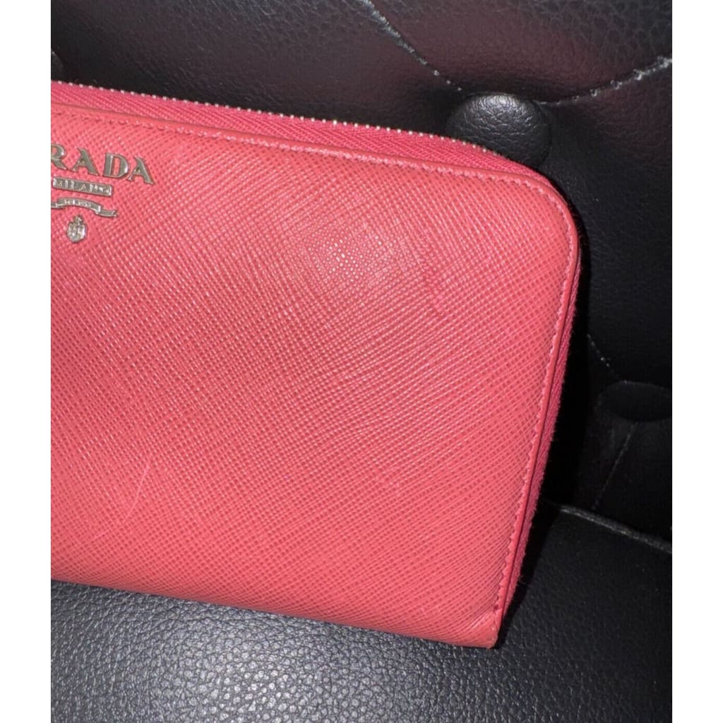 Prada Pink Saffiano Long Zippy Wallet (MSRP $800) - Pink / Zip-Around