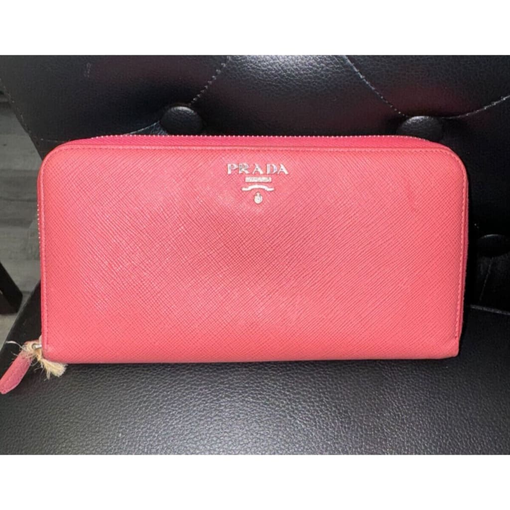 Prada Pink Saffiano Long Zippy Wallet (MSRP $800) - Pink / Zip-Around