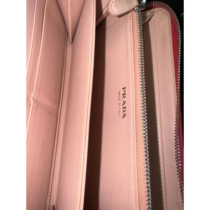 Prada Pink Saffiano Long Zippy Wallet (MSRP $800) - Pink / Zip-Around