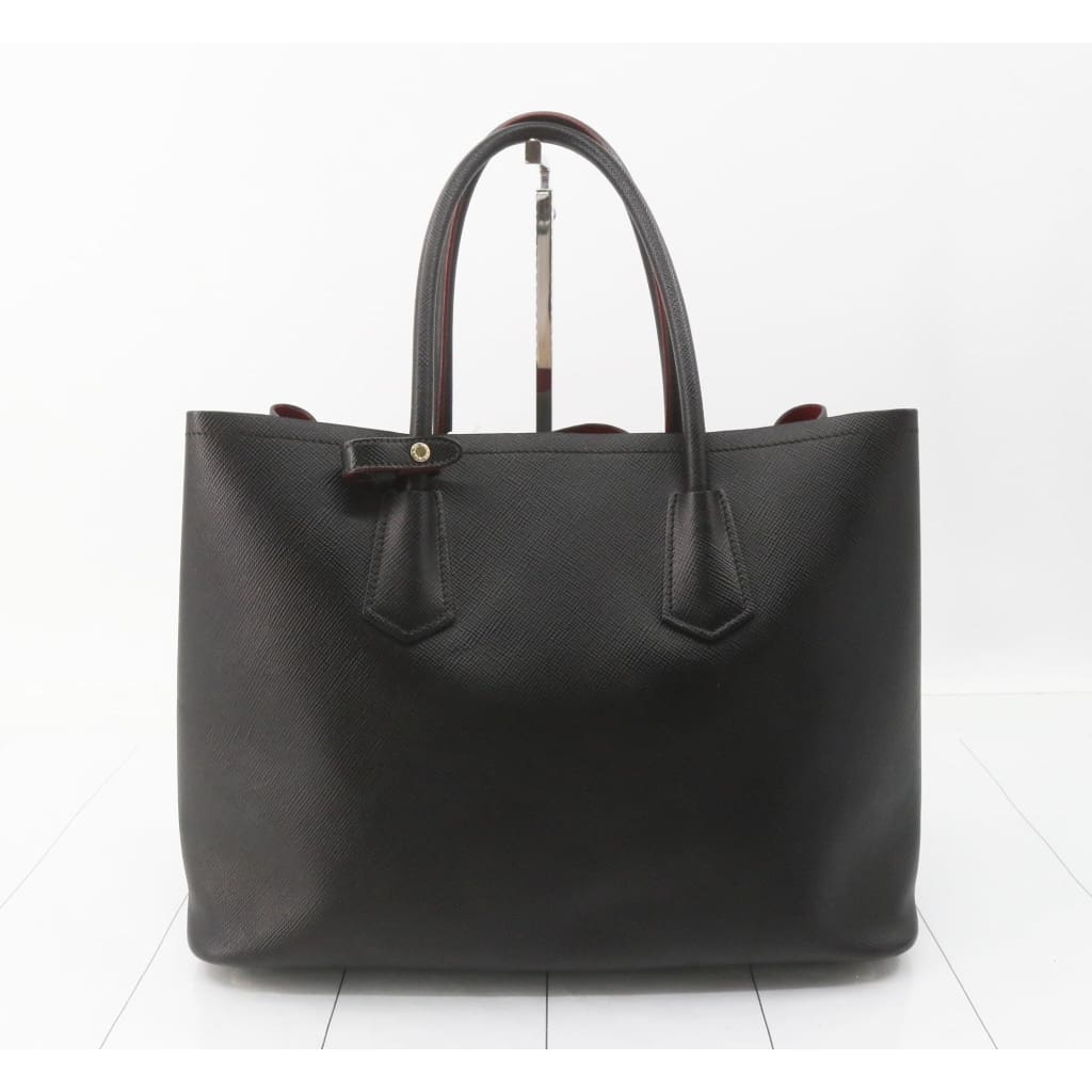 Prada Saffiano Cuir Medium Double Bag (MSRP $4750) - black / Leather / shoulder bag