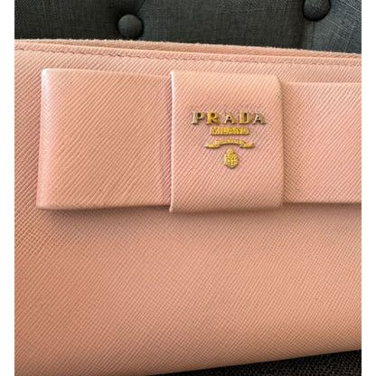 Prada Safianno Pink Bow Long Wallet (MSRP $995) - Pink