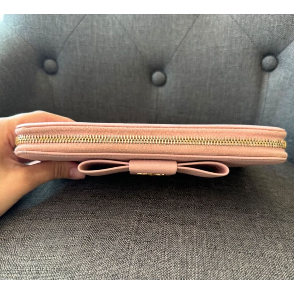 Prada Safianno Pink Bow Long Wallet (MSRP $995) - Pink