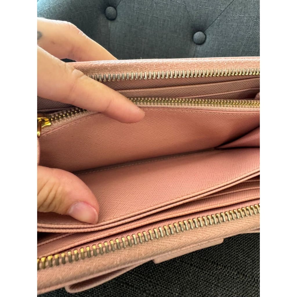 Prada Safianno Pink Bow Long Wallet (MSRP $995) - Pink