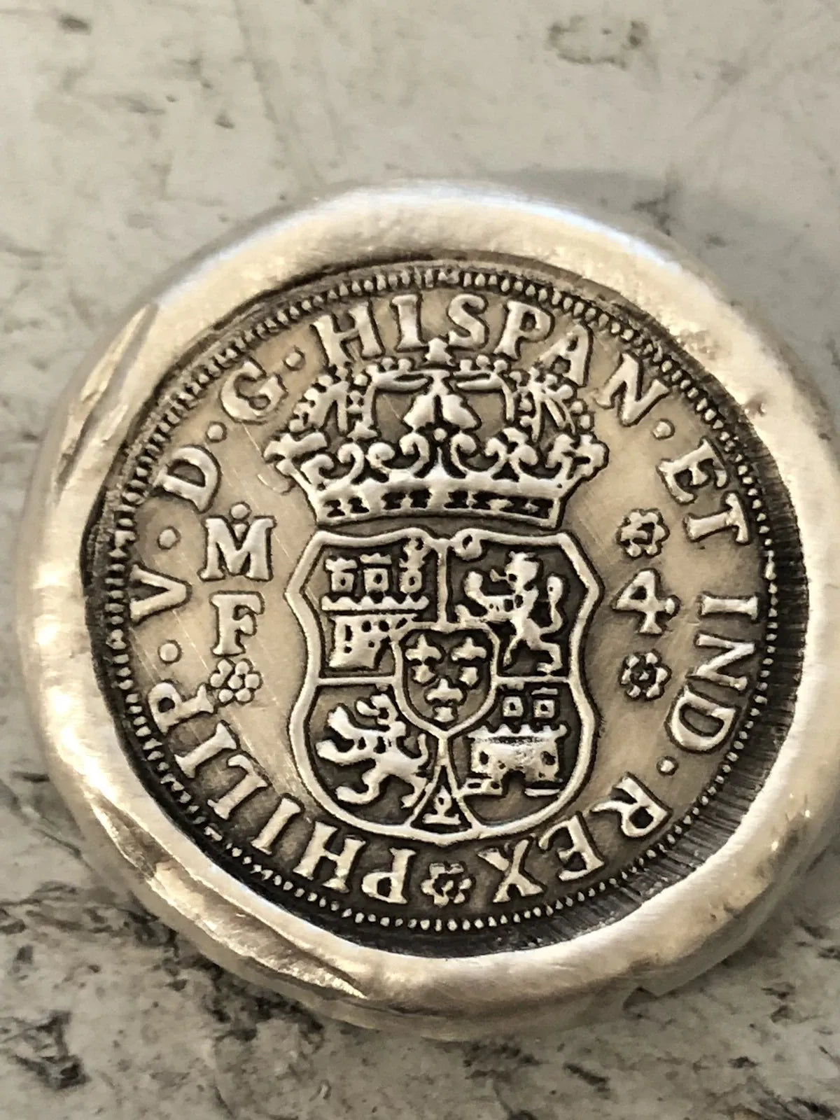 1 Ozt MK BARZ "4 Reales Coin" 1 sided stamp ROUND .999 FS - MK BARZ AND BULLION