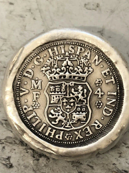 1 Ozt MK BARZ "4 Reales Coin" 1 sided stamp ROUND .999 FS - MK BARZ AND BULLION