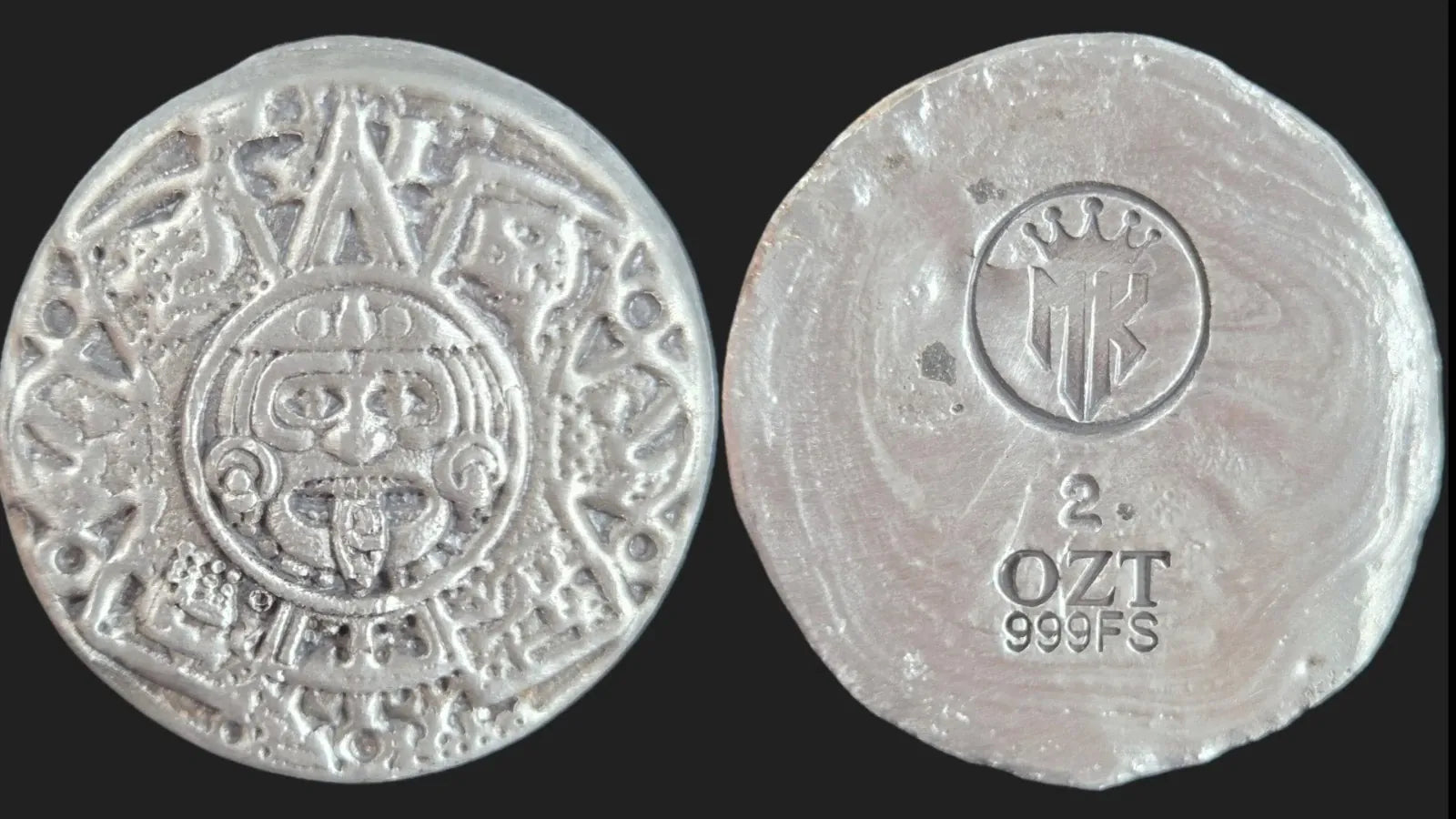2 Oz MK BarZ "Aztec" Bar .999 FS Hand Poured - MK BARZ AND BULLION