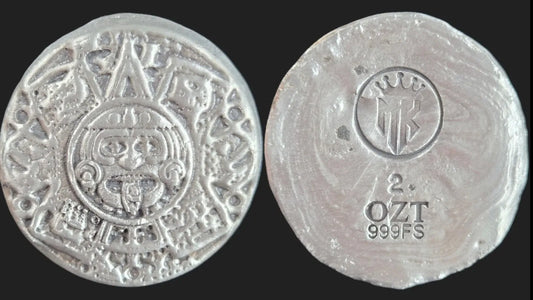 2 Oz MK BarZ "Aztec" Bar .999 FS Hand Poured - MK BARZ AND BULLION