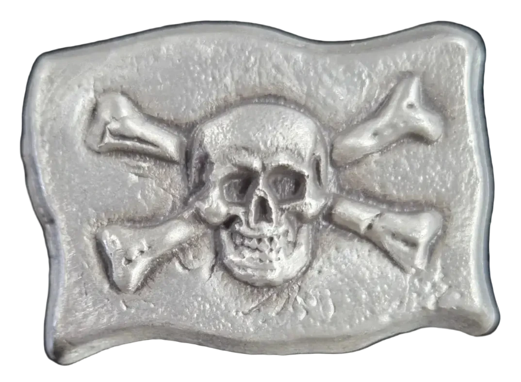 3 Troy Oz MK BarZ "Pirate Flag" Hand Poured .999 FS - MK BARZ AND BULLION
