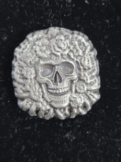 3 Troy Oz MK BarZ "Rose Skull" Hand Poured .999 FS - MK BARZ AND BULLION