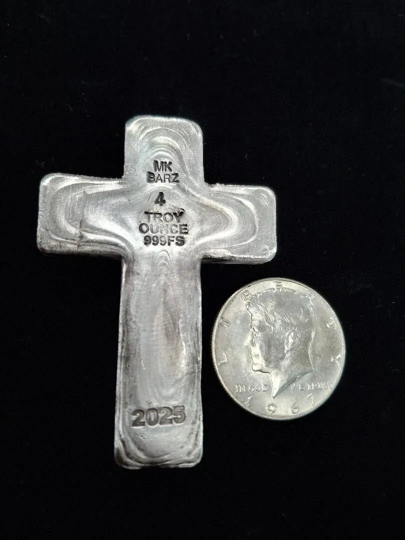 4 Oz MK Barz "Cross" .999 Fine Silver - MK BARZ AND BULLION