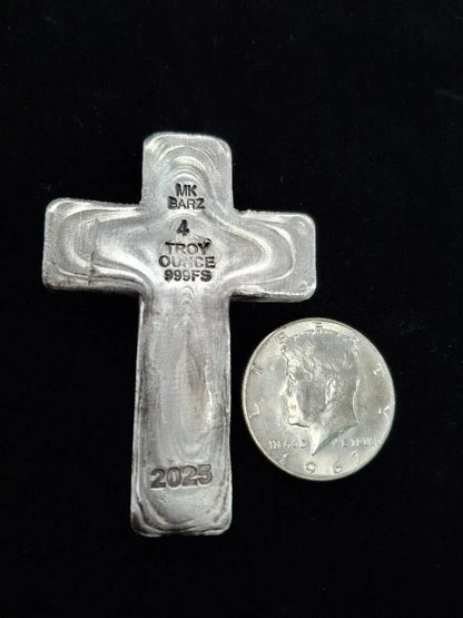 4 Oz MK Barz "Cross" .999 Fine Silver - MK BARZ AND BULLION