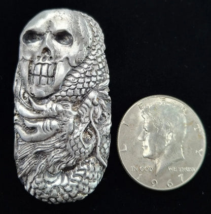 2.3 ozt MK BarZ "Skull and Dragon" .999 FS bar - MK BARZ AND BULLION