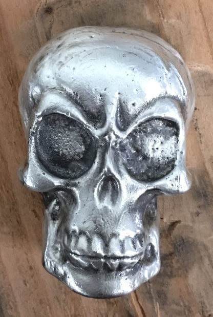 5 Ozt MK BARZ "Angry Skull" 3d 999 Fine Silver POURED - MK BARZ AND BULLION