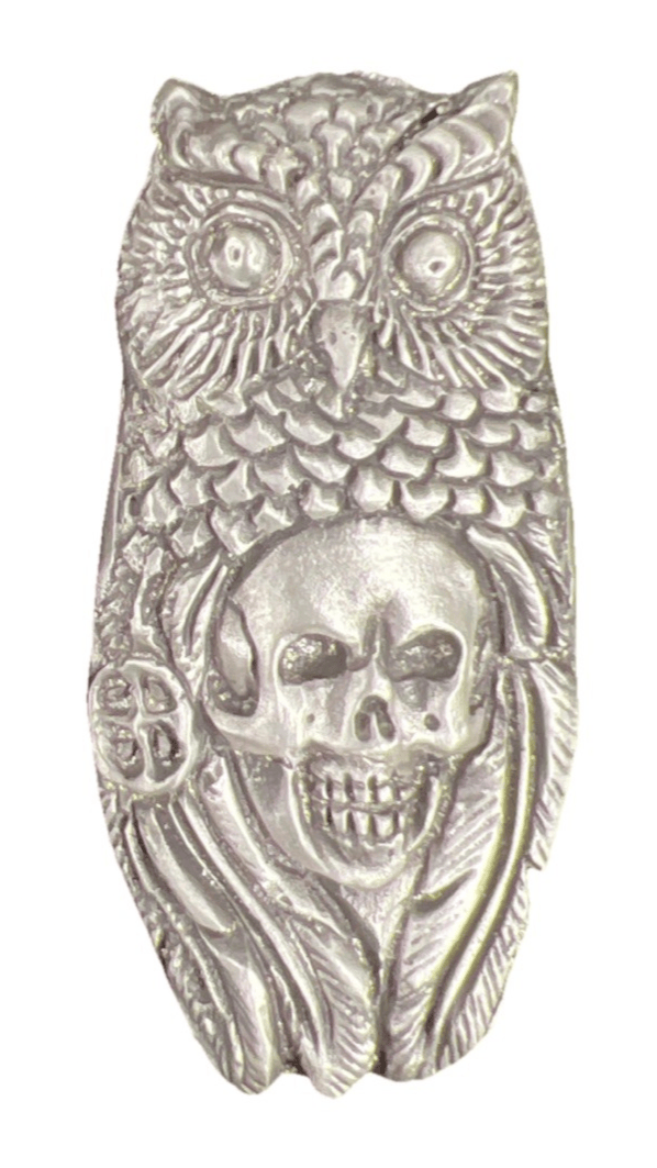 ~2.56 Ozt. MKBARZ "Owl And Skull" .999 Silver Hand Poured - MK BARZ AND BULLION