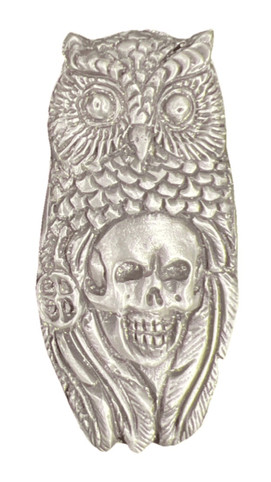 ~2.56 Ozt. MKBARZ "Owl And Skull" .999 Silver Hand Poured - MK BARZ AND BULLION