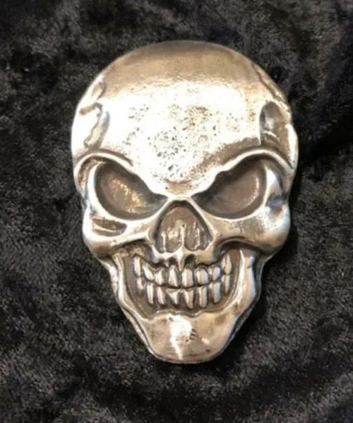 7 Oz MK Barz "Alien Skull" LTD to 500 Hand Poured .999 FS - MK BARZ AND BULLION