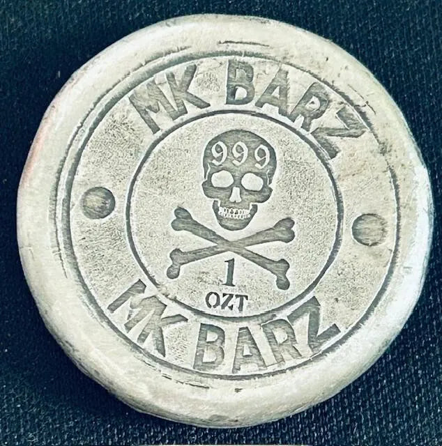 1 Ozt MK BARZ "4 Reales Coin" 1 sided stamp ROUND .999 FS - MK BARZ AND BULLION