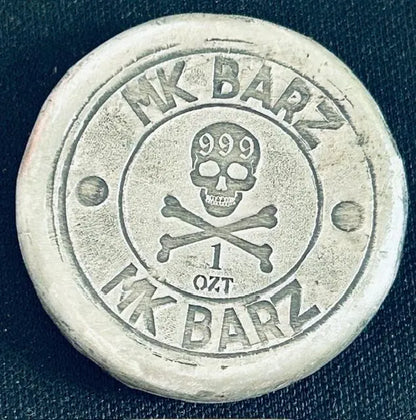 1 Ozt MK BARZ "4 Reales Coin" 1 sided stamp ROUND .999 FS - MK BARZ AND BULLION