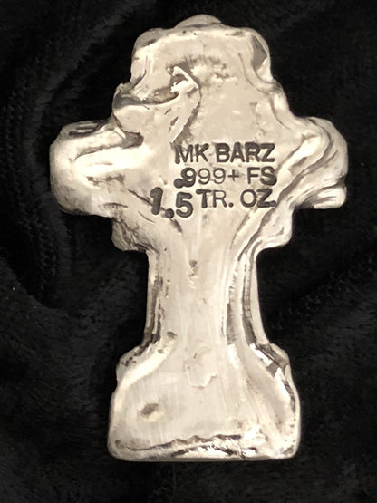 1.5 ozt MK BarZ "SKULL Cross" Bar .999 Fine Silver - MK BARZ AND BULLION