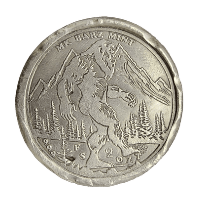 2 Ozt. .999 FS Bigfoot Hand Poured Silver by MKBarz - MK BARZ AND BULLION