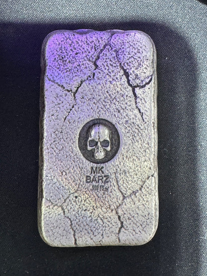6.8 ozt MK BARZ "Peek A Boo Skull" Sandcast Hand Poured .999