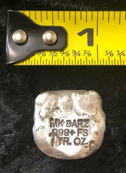1 Troy Oz. MK BarZ "Burger“ Emoji Hand Poured .999 FS Bar - MK BARZ AND BULLION