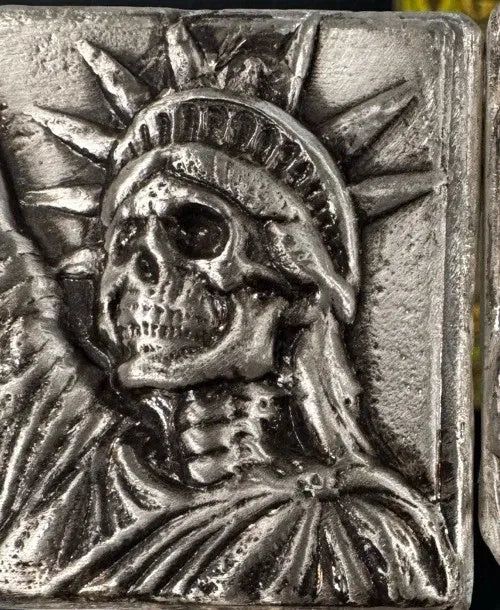 4 Oz MK Barz "statue Of Decay" Hand Poured .999 Fine Silver. New Design - MK BARZ AND BULLION