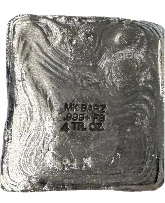 4 Oz MK Barz "statue Of Decay" Hand Poured .999 Fine Silver. New Design - MK BARZ AND BULLION