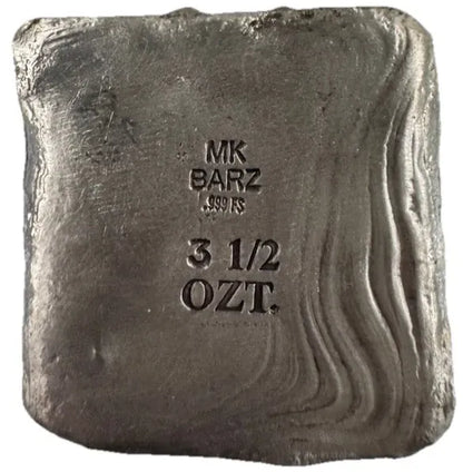 3.5 Oz MK Barz "pirates Entrance" Hand Poured .999 Fine Silver. New Pour - MK BARZ AND BULLION