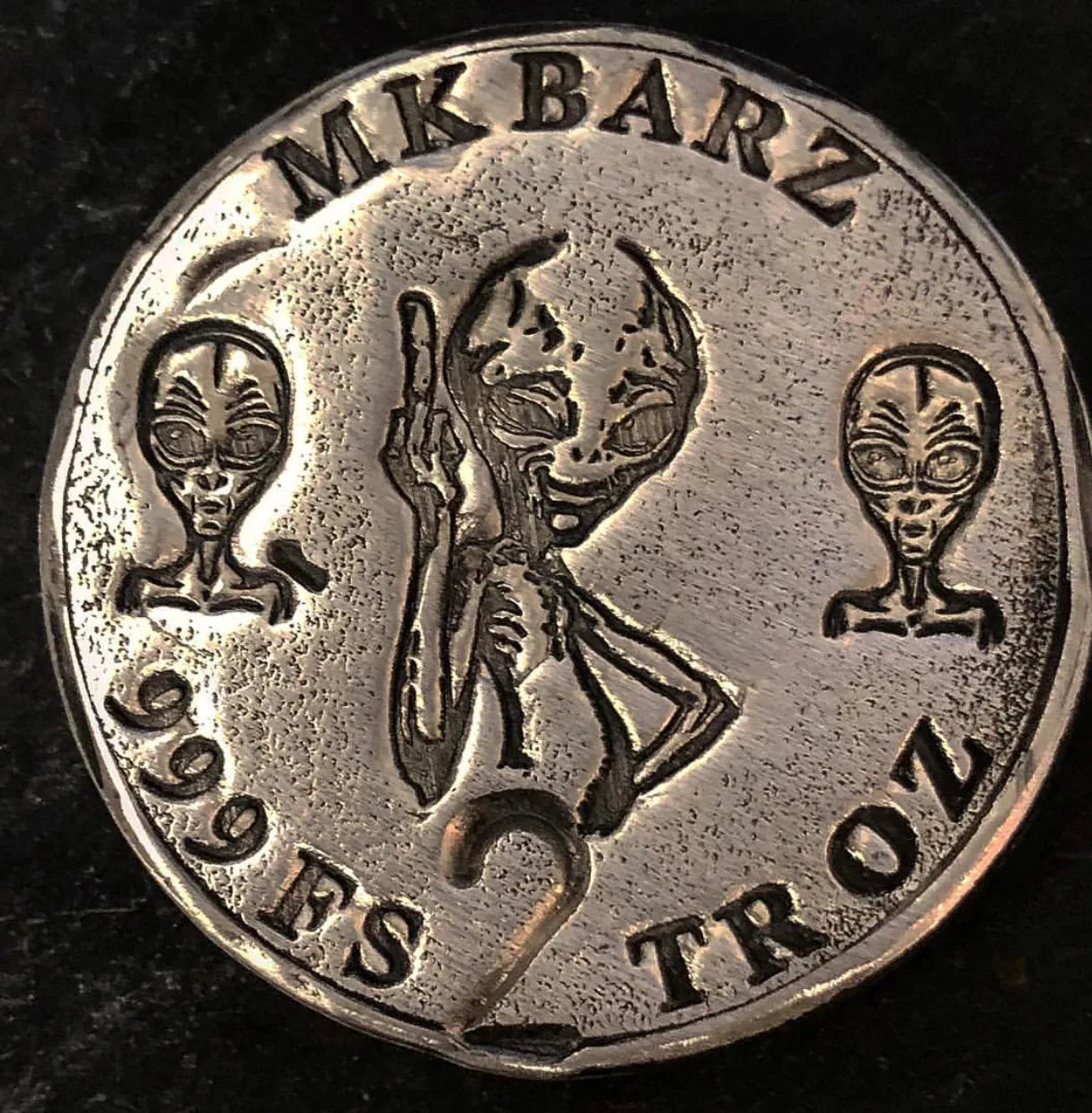 2 Troy Oz MK Barz "ALIEN SMACK TALK" Round .999 Fine Silver - MK BARZ AND BULLION