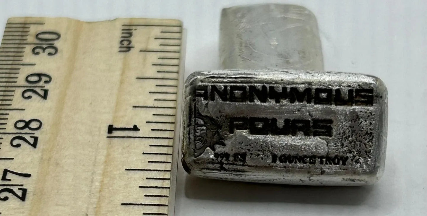 1 Ozt MK BarZ "Anonymous Pours" Antiqued Mini Weight Bar .999 Fine Silver - MK BARZ AND BULLION