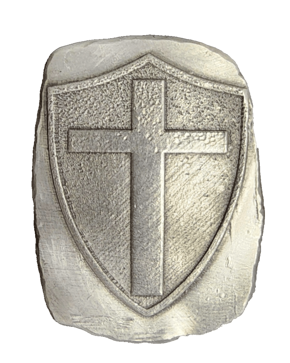 1 Ozt. .999 FS Cross Shield Hand Poured Silver by MKBarz 1 Ozt. .999 FS Cross Shield Hand Poured Silver by MKBarz - MK BARZ AND BULLION