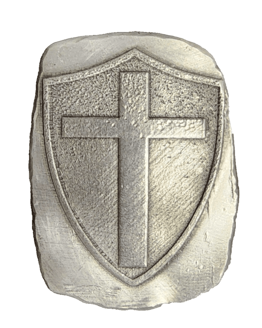 1 Ozt. .999 FS Cross Shield Hand Poured Silver by MKBarz 1 Ozt. .999 FS Cross Shield Hand Poured Silver by MKBarz - MK BARZ AND BULLION