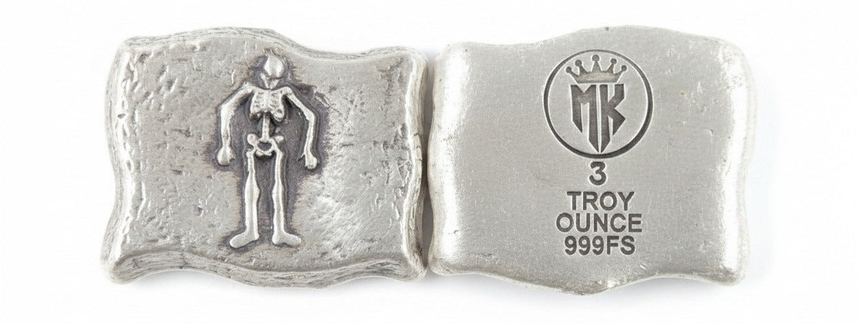 3 ozt Edward Low Pirate Flag .999 FS Hand Poured - MK BARZ AND BULLION