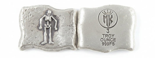 3 ozt Edward Low Pirate Flag .999 FS Hand Poured - MK BARZ AND BULLION