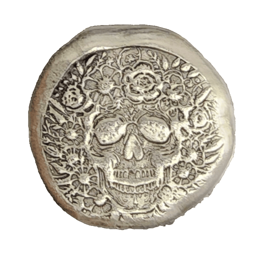 .5 out MK Barz "Rose Skull" .999 FS Hand Poured - MK BARZ AND BULLION
