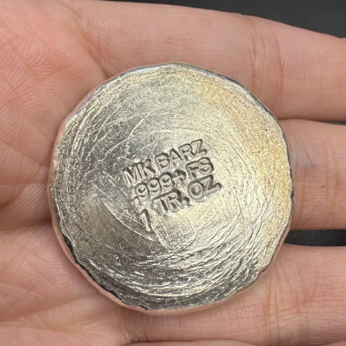 1 Troy Oz. MK BarZ "Skull Compass" Shiny Stamped Fractional .999 FS - MK BARZ AND BULLION