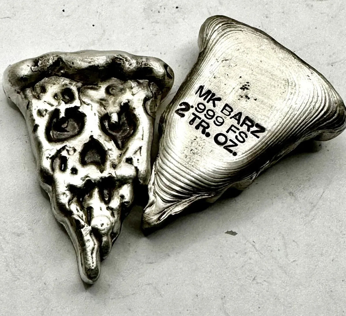 2 Troy Oz MK BarZ "Pizza Face " .999 FS - MK BARZ AND BULLION
