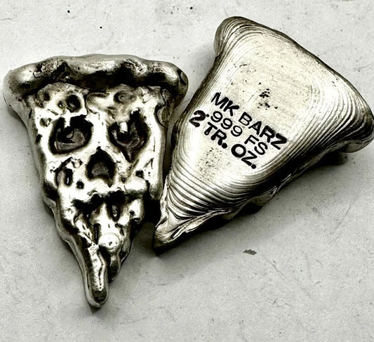 2 Troy Oz MK BarZ "Pizza Face " .999 FS - MK BARZ AND BULLION