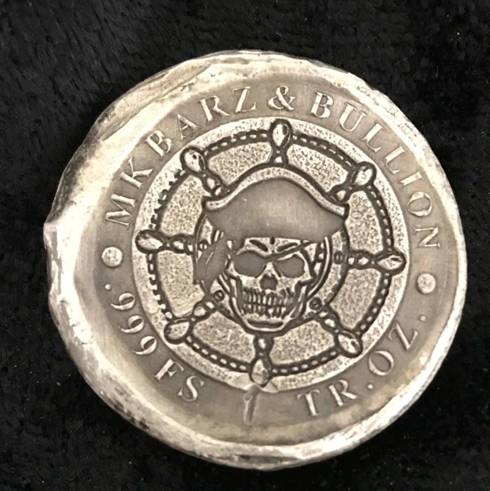 1 Troy Oz MK BarZ Double Sided "Pirate Captain Coin" Round .999 FS - MK BARZ AND BULLION