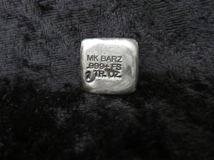 1 ozt MK BARZ "Anarchy" Stamped Cube .999 Fine Silver - MK BARZ AND BULLION