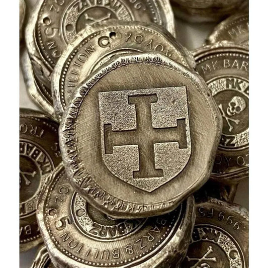.5 Ozt MK BarZ "Battle Shield"-Fractional Round Stamped .999 Fine Silver - MK BARZ AND BULLION