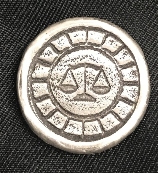 1 Troy Oz MK BarZ "Justice for All" Stamped Round .999 Fine Silver - MK BARZ AND BULLION