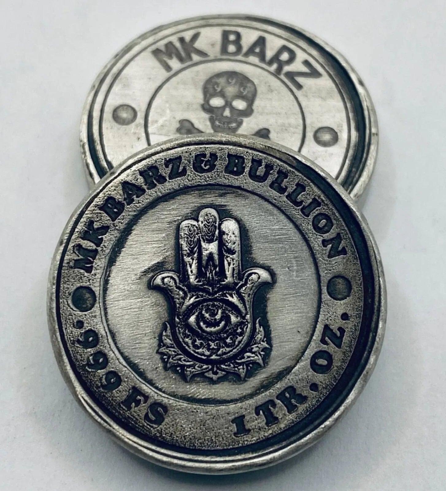 1 Troy Oz MK BarZ "Hamsa-Hand of God" Stamped Round .999 Fine Silver - MK BARZ AND BULLION