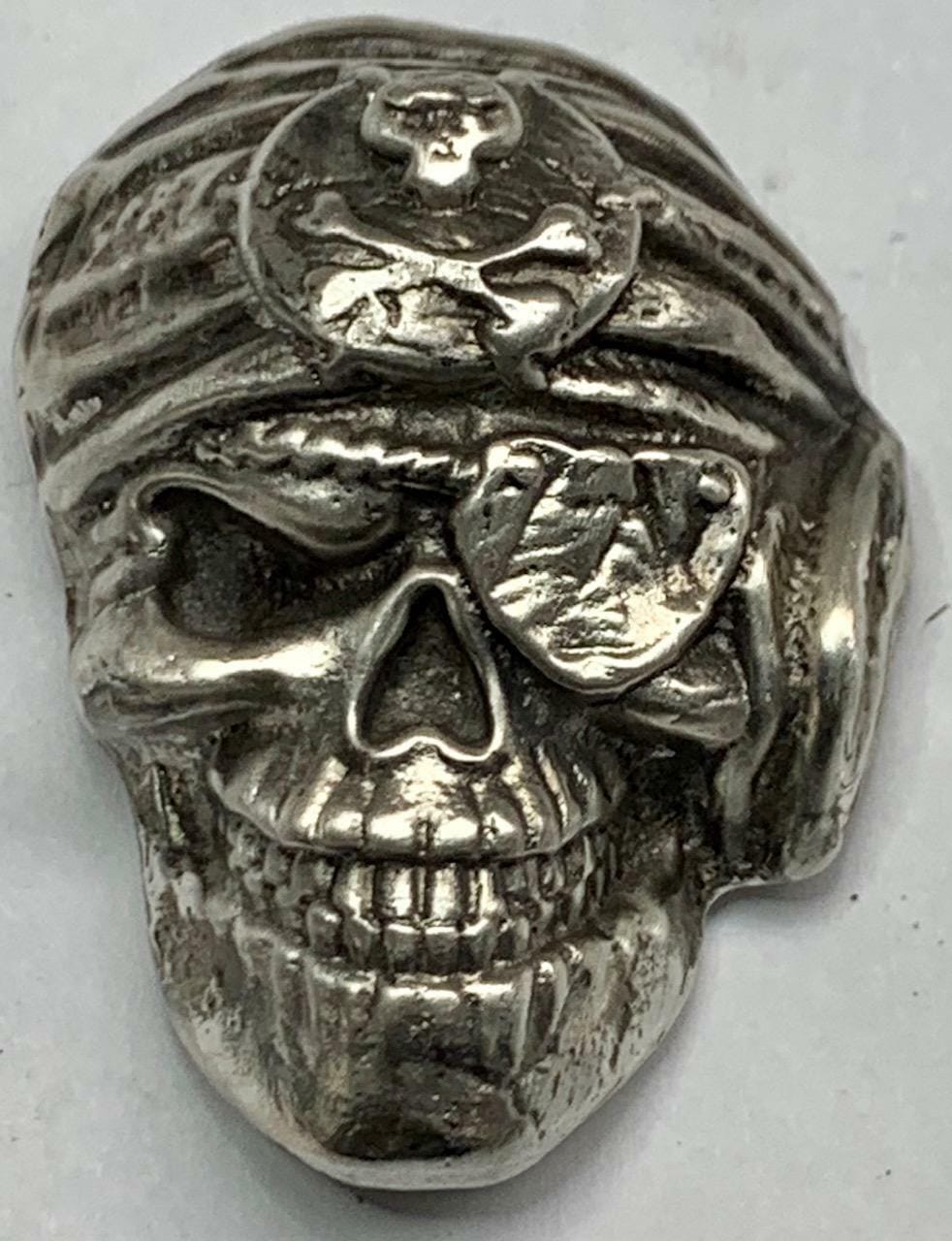 4 Ozt MK BarZ "Aye Matey" Pirate Skull Sand Cast .999 FS - MK BARZ AND BULLION
