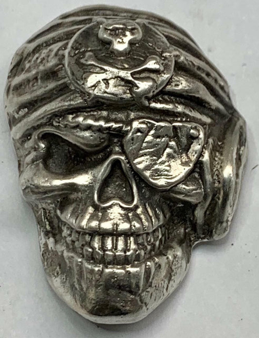 4 Ozt MK BarZ "Aye Matey" Pirate Skull Sand Cast .999 FS - MK BARZ AND BULLION